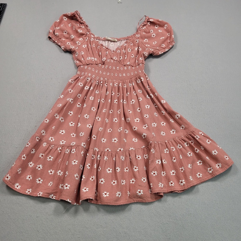 Altard State Womens Small Pink Floral Rayon Linen Smocked Mini Dress EM6708‎